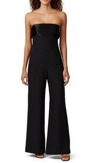 Rent the runway sz 2 black Cady Brooke Milly jumpsuit  strapless satin  wide leg