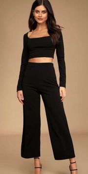 Night-Out Black Long Sleeve Two-Piece Jumpsuit