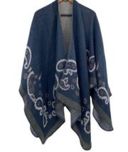 Women's Western Paisley Poncho Shrug Sweater