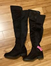 Wild Diva Wide Fit Over The Knee Black Color Women’s Size 6W Suede Boots NWT