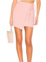 Privacy Please Pink Miller Ribbed Wrap Mini Skirt