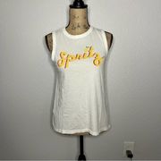 NWT Mate the Label Womens Spritz Retro White Organic Cotton Tank sz XS Bright