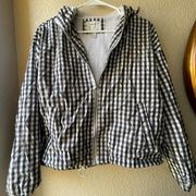 Forever 21 Black And White Checkered Windbreaker Jacket