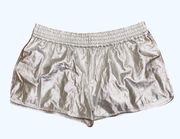 Silver Metallic Pull On Shorts High Rise M Disco 80s