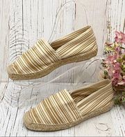 BLUE Saks Fifth Avenue Cream/Tan Stripe Espadrille