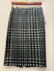 Stylish Black and Green Print Pencil Skirt - Size S