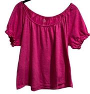 ST. John’s Bay Women’s Top ruffled sleeves size Medium Barbie Pink!