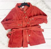 Kate Hill Corduroy Button Down Belted Jacket Size 12