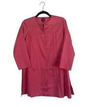 Eileen Fisher 100% silk 3/4 sleeve button front pink tunic size PP