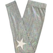 New  Metallic Star Patch Legging Iridescent Heather Grey