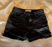 KanCan Black Ripped Jean Shorts