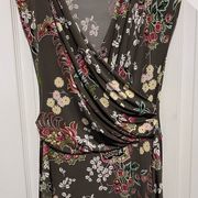 Soprano flower print faux wrap dress in medium