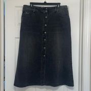 Anthropologie Odd Molly Almost Black Midi Denim Skirt, NWT