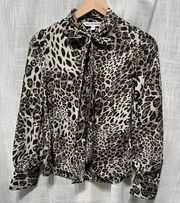 Walter Baker Leopard Print Tie Neck Blouse