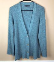 Women’s Pima Cotton Baby Alpaca Wool Blend Blue Cardigan