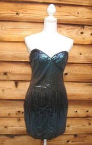 H:ours Stretch Sequin Strapless Mini Dress