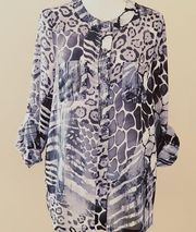 Susan Graver animal print button down size small