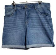 Ava & Viv Womens Distressed Light Wash Cuffed Jean Denim Shorts Plus Size 20W