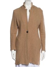 wool blend tan beige camel coat -L  Long duster length wool blend peacoat by . Tan beige with a single button closure. Gently used and in very good condition, size women’s large. $150 retail. Perfect staple piece for a capsule wardrobe!!