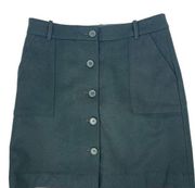 Eddie Bauer Forest green Mercer fit button front wool mini skirt lined sz 4