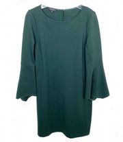 Lafayette 148 New York Womens Round Neckline Bell Sleeve Dress Green Size Large