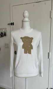 Manga Bear in Gold Crew Neck White Sweater Size EU 42/ US M