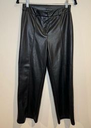 7 For All Mankind High Waist Black Slim Kick Faux Leather Cropped Pants