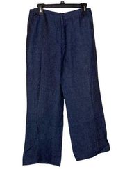 LaFayette 148 Blue Chambray Flat Front Wide Leg Pants Waist 30 Inseam 27