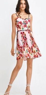 Foxiedox Mamie Floral Pleat Mini Dress Size Small Pink Red NWT new