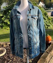 LULAROE Jaxon denim embroidered jean jacket southwestern size medium Spring