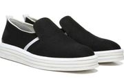 Franco Sarto Sneaker Women’s Size 7.5 Black White Canvas Slip On Style