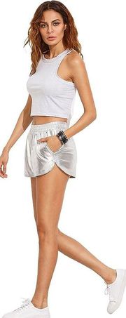 Metallic Rave/Costume Shorts - Silver - S