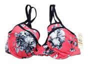 Tommy Bahama Underwire Double Strap Bikini Swim Top Size 34DD Hibiscus Pink