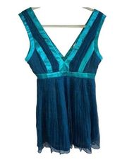 Minuet Women’s Medium Multishade Blue and Sparkly Sleeveless Blouse With…