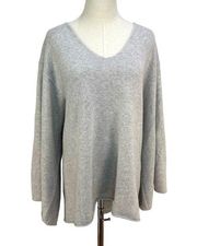 BCBG Maxazria Merino Wool Knit Kimono Sweater Boxy Oversized Gray Neutral