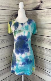 Blue & Green Tie Dye T-shirt Dress