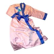 Vintage Natori Pink Colorblock Kimono Robe w/ Abstract Floral/Bird Design Size M