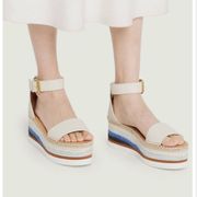 See by Chloe Colorblock Wedge Espadrille Sandals Size EU 36 US 6