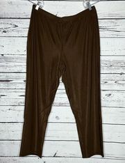 Susan Graver Style Size P1X Brown Elastic Waist Lustra Knit Skinny Pull-On Pants