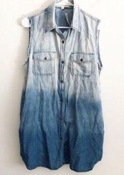 NWT Ombré Bleach Dyed Button Front Denim Dress