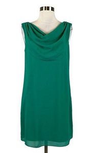 Vince Camuto Women's Dress Size 14 Green Chiffon Sleeveless Cowl Neck Shift