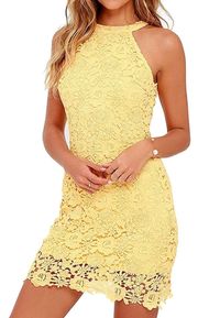 yellow lace  dress