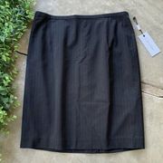 Calvin Klein Pinstripe Classic Pencil Skirt Career Black Size Petite 8