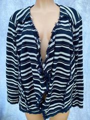 - Navy & Cream, Draped, Boho Cardigan