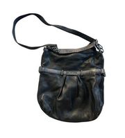 KENNETH COLE Black Pebble Leather Hobo Shoulder Bag