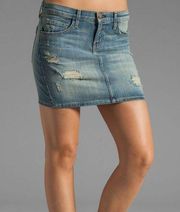 Current Elliott The 5 Pocket Denim Skirt in Driftwood Destroy, NWT