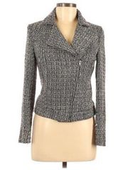 Ellison Black White Tweed Moto Jacket Small