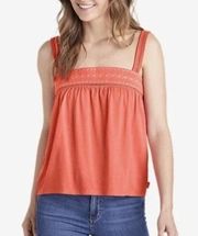 Eddie‎ Bauer Tank Top Size M stretch Embroidered Wide Strap tencel cotton Coral