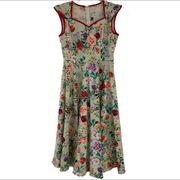 Grace Karin Mint Green Floral Vintage Style Retro Pinup MIDI Dress