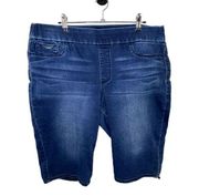 Nine West Dark Wash Bermuda Denim Shorts With Elastic Waist